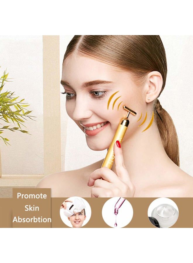 Yeamon 2-In-1 Beauty Bar 24K Golden Pulse Facial Face Massager,Electric 3D Roller And T Shape Arm Eye Nose Head Massager Instant Lift,Anti-Wrinkles,Skin Tightening,Face Firming - Image 4
